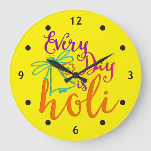 holiES – 毎日Holi + your backgr.&アイディア ラージ壁時計 (正面)