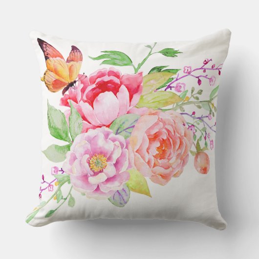 holiES – 水彩春の花ブーケ2 クッション (正面)