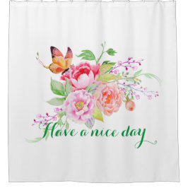 holiES – 水彩春の花ブーケ2 シャワーカーテン