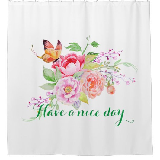 holiES – 水彩春の花ブーケ2 シャワーカーテン (正面)