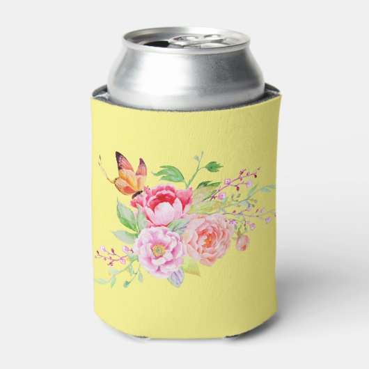 holiES – 水彩春の花ブーケ2 缶クーラー (缶正面)