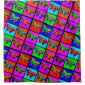 holiES – 蝶サイケデリックモザイク シャワーカーテン (正面)