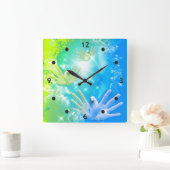 holiES - 飛んでいる Hands Pights ART スクエア壁時計 (ホーム)