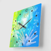 holiES - 飛んでいる Hands Pights ART スクエア壁時計 (傾斜)
