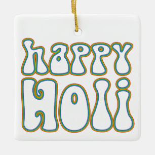 holiES - HAPPY HOLIのシンプルな色のアウトライン1 セラミックオーナメント