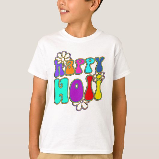 holiES - HAPPY HOLIアウトライン花1 Tシャツ (正面)