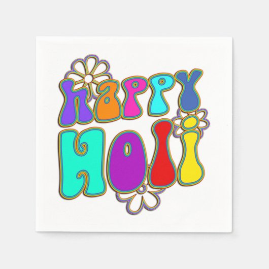 holiES - HAPPY HOLI色輪郭花1 スタンダードカクテルナプキン (正面)
