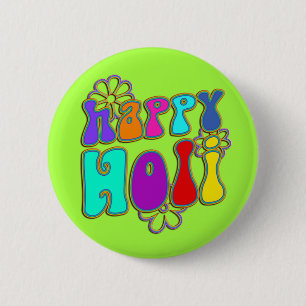 holiES - HAPPY HOLI色輪郭花1 缶バッジ