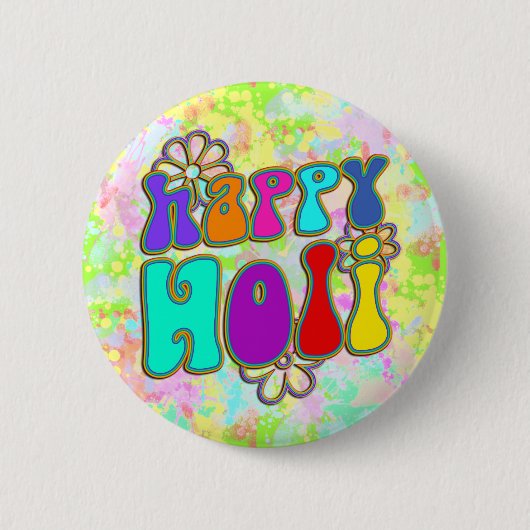 holiES - HAPPY HOLI色輪郭花1 缶バッジ (正面)