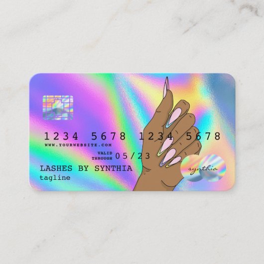 Holigraphクレジットカード爪、 ネイル技術の追加ロゴ 名刺 (正面)