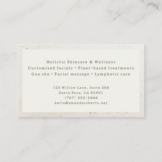 Holistic Esthetician Natural Beige Beauty Spa 名刺 (裏面)