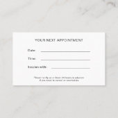 Holistic Health Coach Therapist 予約カード (裏面)