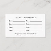 Holistic Health Coach Therapist 予約カード (裏面)