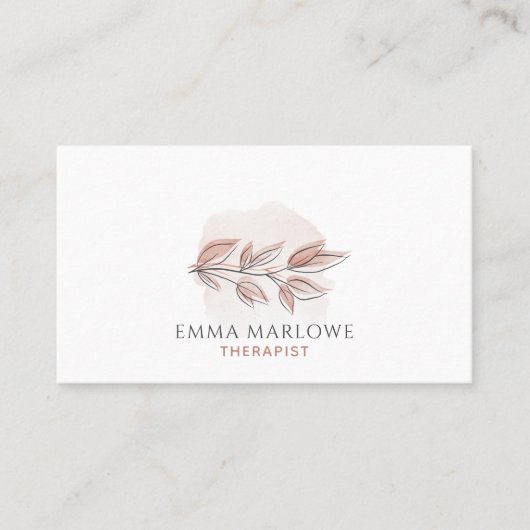 Holistic Wellness Coach Botanical Dusty Pink 名刺 (正面)