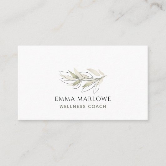 Holistic Wellness Coach Botanical Sage Green 名刺 (正面)