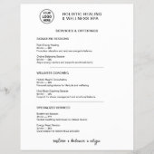 Holistic Wellness Services Minimalist Menu Flyer チラシ (正面)