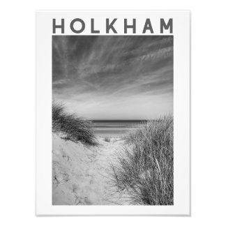 Holkham Beach Norfolk Black and White Poster フォトプリント