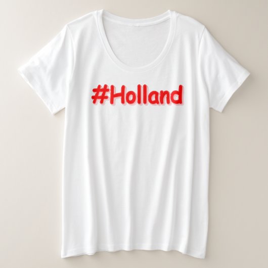 「#Holland」かわいいデザイン。買今 プラスサイズTシャツ (デザイン正面)