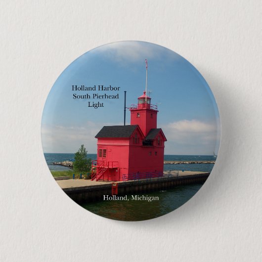 Holland Harbor South Pierhead Light 2011ボタン 缶バッジ (正面)