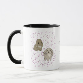 Holland lop bunnies with hearts マグカップ