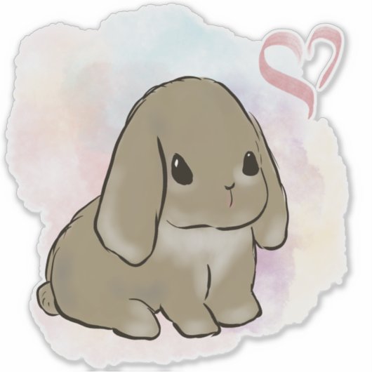 Holland lop bunny watercolor  シール (正面)