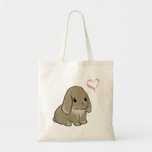 Holland lop with heart  トートバッグ (正面)