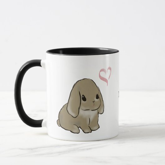 Holland lop with heart  マグカップ (左)