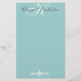Hollisterモノグラム淡い色のブルーフェミニンパーソナル 便箋