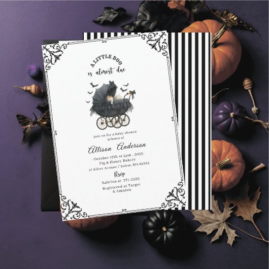 Holloween Pumpkin Little Boo Baby shower 招待状