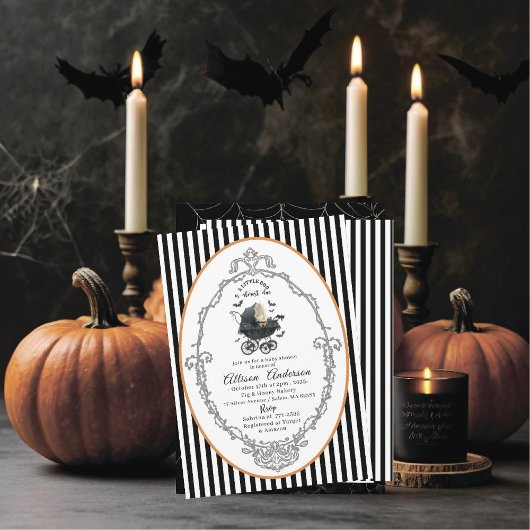 Holloween Pumpkin Little Boo Baby shower 招待状