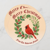 Hollyのクリスマスリース、ミスタントー&(鳥)ショウジョウコウカンチョウ シーズンカード (正面/裏面)