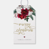 HOLLYブルゴーニュ金ゴールドフローラメリークリスマス ギフトタグ (正面)