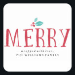 Hollyメリー Christmas Presentラベル スクエアシール<br><div class="desc">フェスティバルホリーベリークリスマスプレゼントラベル</div>