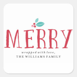 Hollyメリー Christmas Presentラベル スクエアシール
