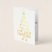 Holly すてき Crismasタイポグラフィ金ゴールドイメージ、ZSG 箔カード (正面)
