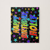 "HOLLY"名、おもしろい"ハッピーバースデー" ジグソーパズル (縦)