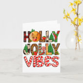 Holly A Jolly Vibes Reindeer Christmas Trees Light カード (黄色い花)