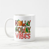 Holly A Jolly Vibes Reindeer Christmas Trees Light コーヒーマグカップ (左)