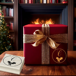 Holly and Berries Christmas Holiday Monogram ラバースタンプ