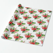 Holly and Berries Christmas Wrapping Paper