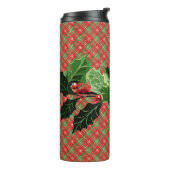 Holly and Berries on Red Christmas Plaid タンブラー (回転左)