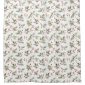 Holly and Berries Watercolor シャワーカーテン (正面)