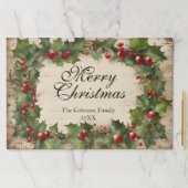 Holly and Berry Wreath Christmas Paper Placemat ペーパーパッド (インサイチュ)