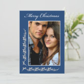 Holly and Bows with Photo & Christmas message シーズンカード (スタンド正面)