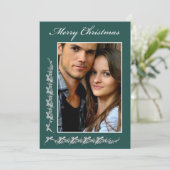 Holly and Bows with Photo & Christmas message シーズンカード (スタンド正面)