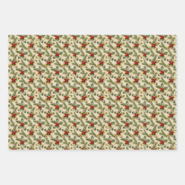 Holly and Evergreens ラッピングペーパーシート