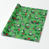 Holly and Mistletoe Holiday Wrapping Paper ラッピングペーパー (アンロールド)