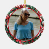 Holly and Peppermint Wreath ANY Photo セラミックオーナメント (正面)