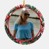 Holly and Peppermint Wreath ANY Photo セラミックオーナメント (裏面)