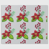 Holly and Pointsettia  pattern ラッピングペーパー (フラット)